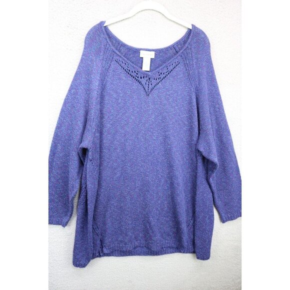 Catherines Long Puff Sleeve Purple Sweater-Cut Outs-Size 3X-Oversized - Picture 1 of 10